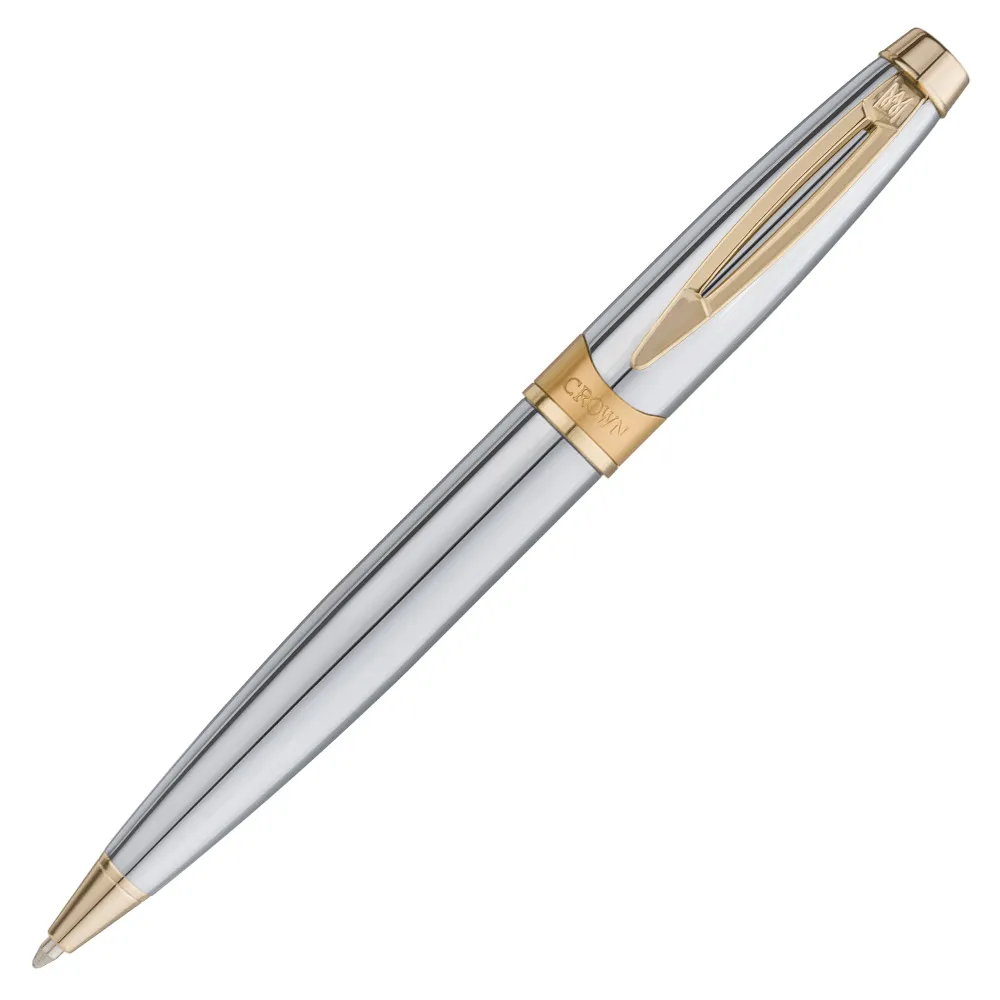 Caneta Crown Personalizada Metal Picasso Gold Esferográfica - Prata DI19566S