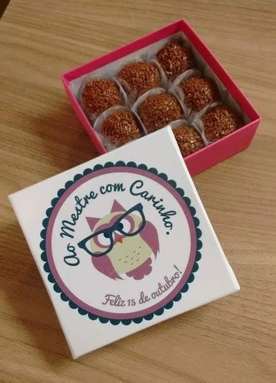  P/  Bombons - 11,0 x 11,0 x 4,0 - Tampa e Fundo Cartonagem - Dia dos Professores