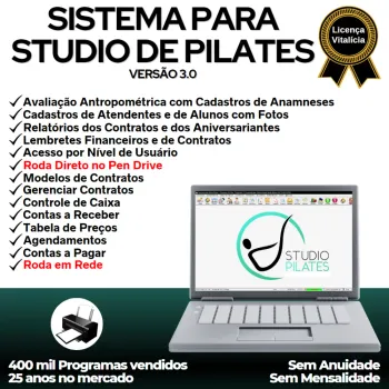Sistema para Gerenciar Studio de Pilates com Agendamento + Financeiro v3.0 Plus