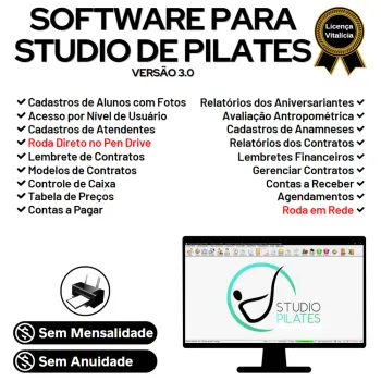 Software para Gerenciar Studio de Pilates com Agendamento + Financeiro v3.0 Plus