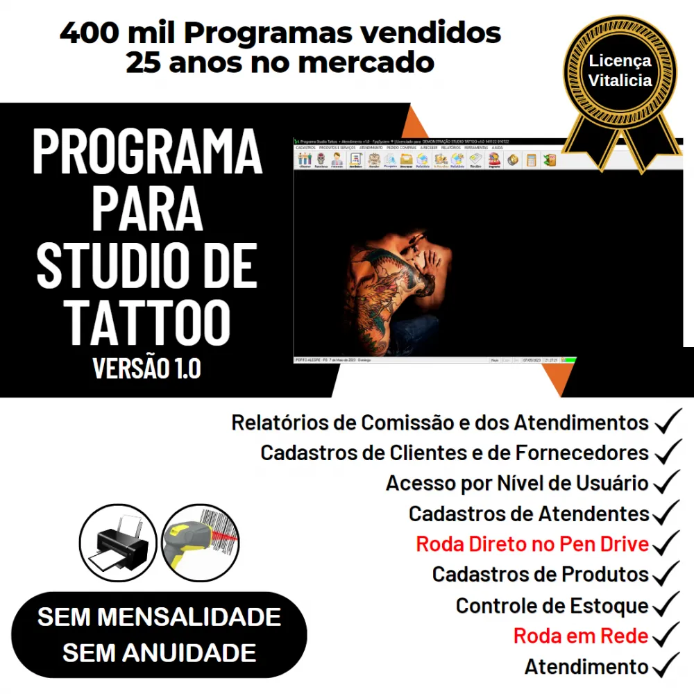 Programa Studio Tattoo + Atendimento e Comanda v1.0