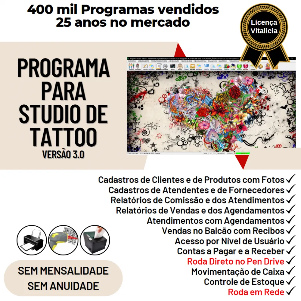 Programa Studio Tattoo + Atendimento, Agendamento e Financeiro v3.0
