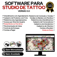 Software Studio Tattoo + Atendimento, Agendamento e Financeiro v3.0 — imagem principal