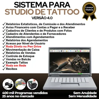 Sistema Studio Tattoo + Atendimento, Agendamento e Financeiro v4.0 Plus