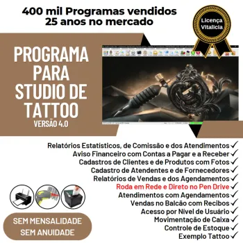 Programa Studio Tattoo + Atendimento, Agendamento e Financeiro v4.0 Plus