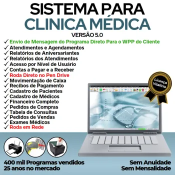 Sistema Consultório e Clinica Médica com Agendamento, Vendas e Financeiro v5.0 Plus + WhatsApp