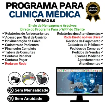 Programa Consultório e Clinica Médica com Agendamento, Vendas e Financeiro v6.0 Plus + WhatsApp