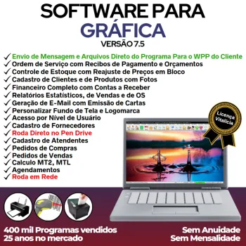 Software Ordem de Serviço Gráfica Rápida, Vendas, Estoque, Financeiro e Estatística v7.5 Plus WhatsApp
