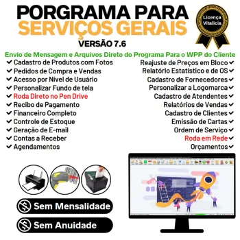Programa OS Serviços Gerais com Vendas, Financeiro e Estatistica v7.6 Plus + WhatsApp via OS
