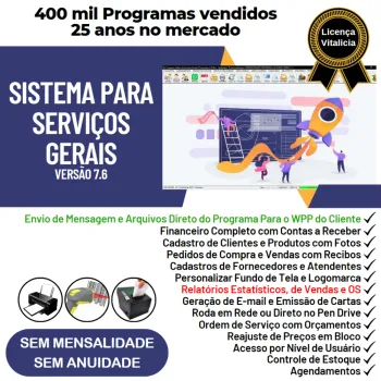 Sistema OS Serviços Gerais com Vendas, Financeiro e Estatistica v7.6 Plus + WhatsApp via OS