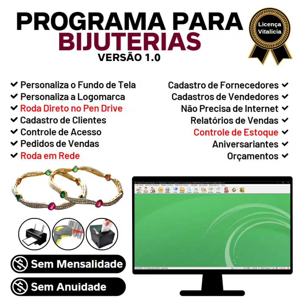 Programa Para Bijuterias E Acessórios + Estoque + Vendas 1.0