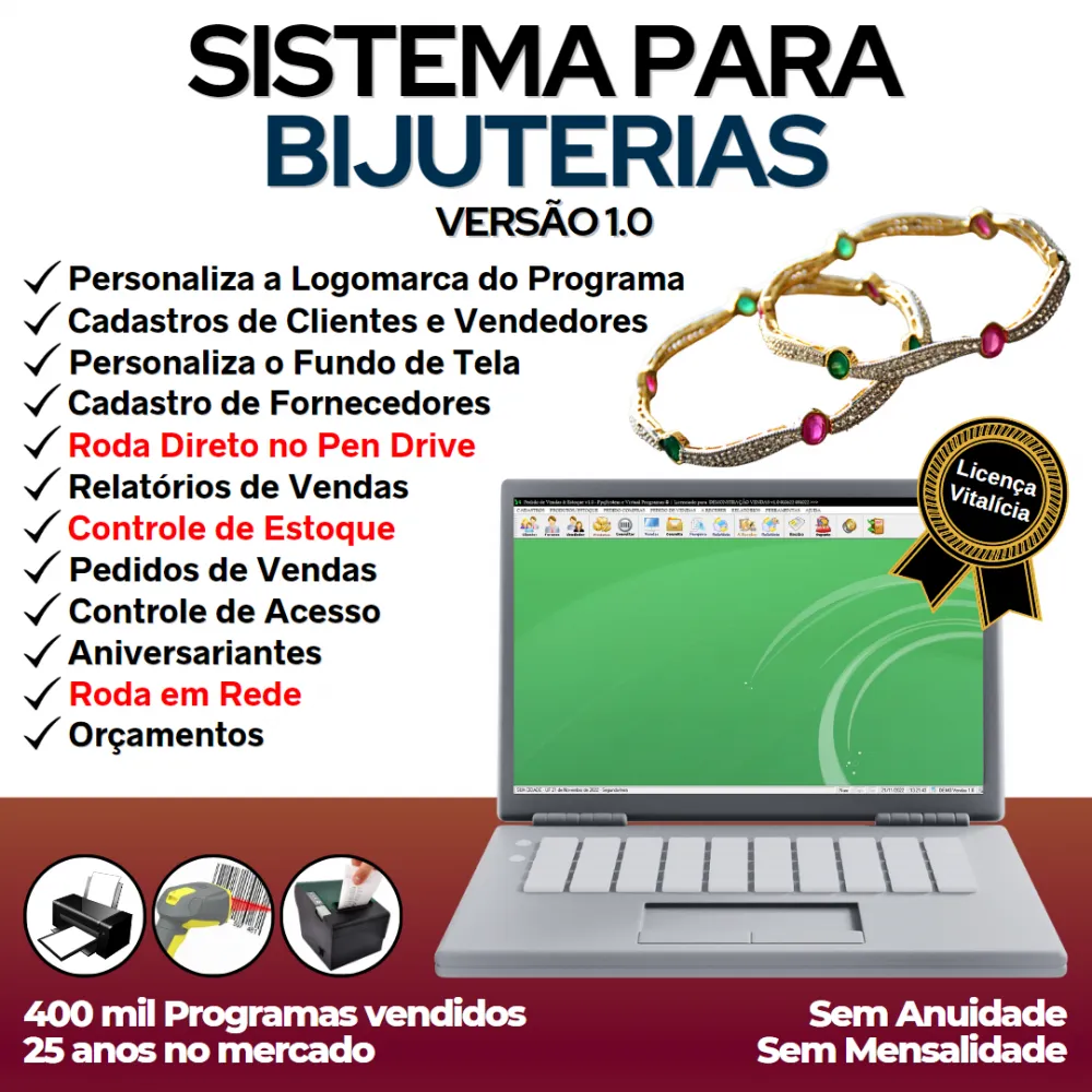 Sistema Para Bijuterias E Acessórios + Estoque + Vendas 1.0