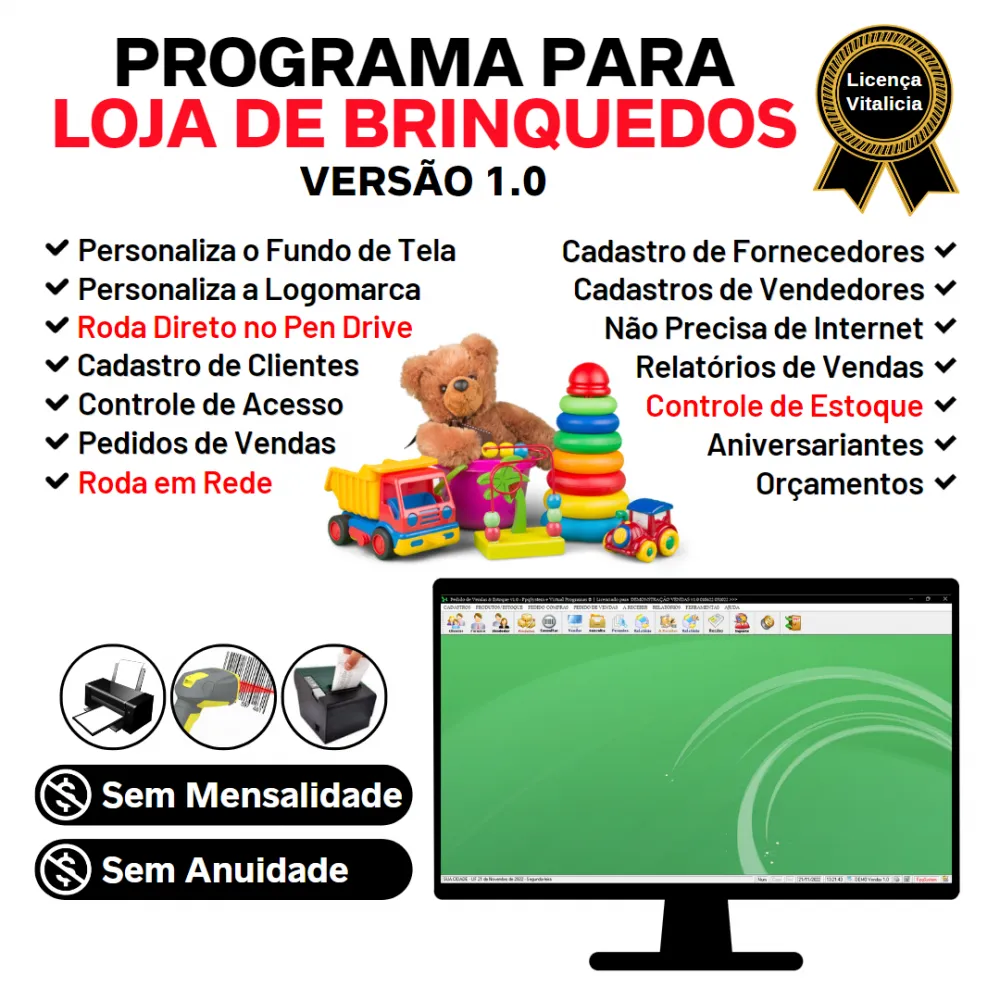 Programa Loja De Brinquedos Pedido Vendas + Estoque V1.0 Imagem