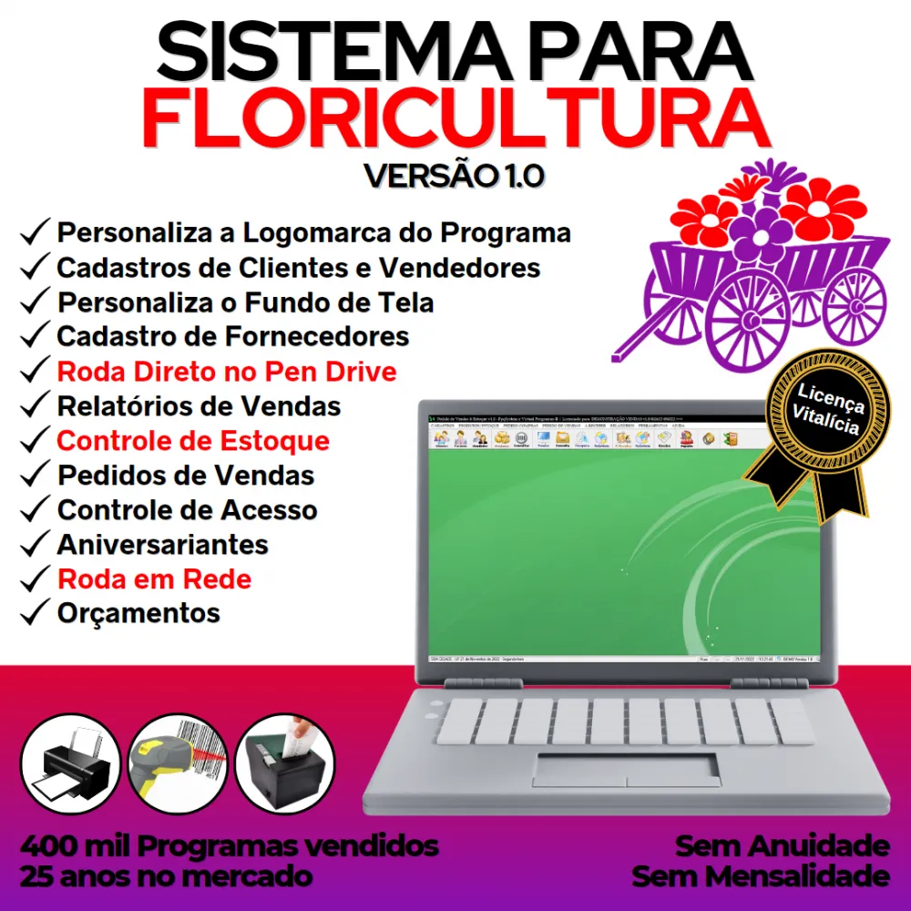 Sistema Para Floricultura E Pedido De Vendas + Estoque V1.0 Imagem