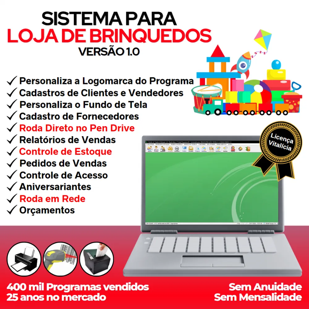 Sistema Loja De Brinquedos Pedido Vendas + Estoque V1.0 Imagem