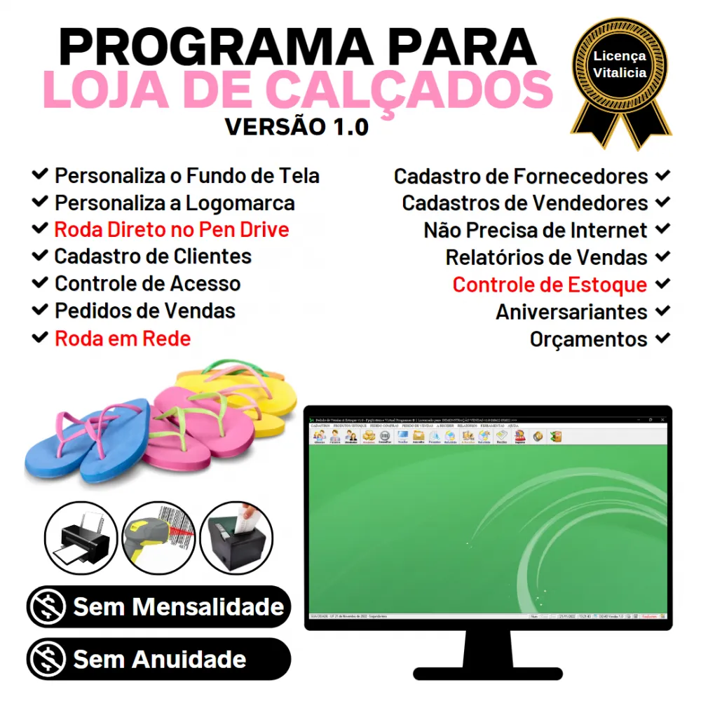 Programa Para Loja De Calçados + Pedido Vendas E Estoque 1.0