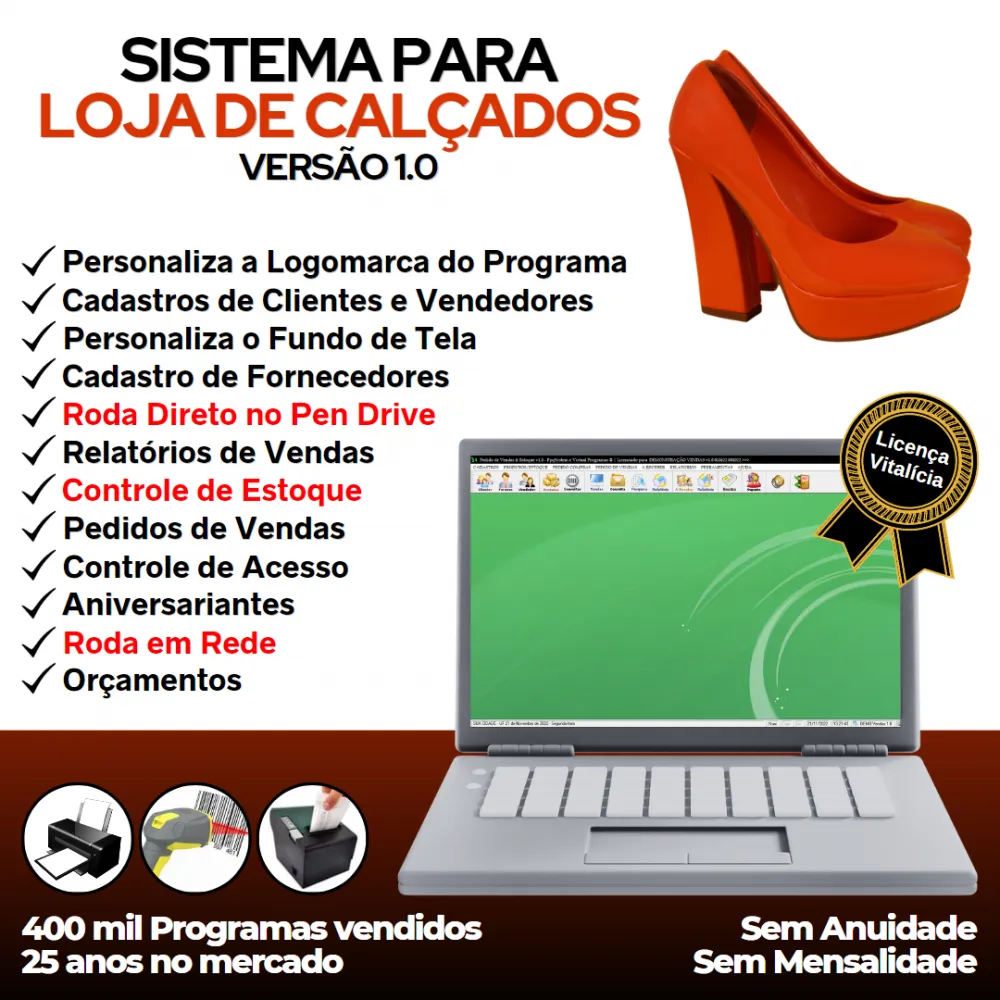 Sistema Para Loja De Calçados + Pedido Vendas E Estoque 1.0