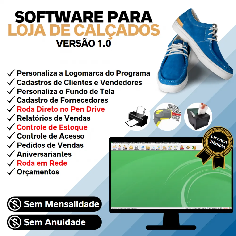 Software Para Loja De Calçados + Pedido Vendas E Estoque 1.0
