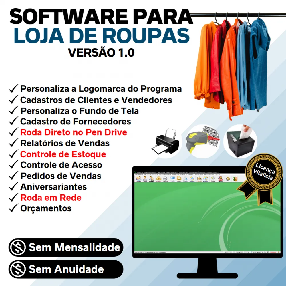 Software Loja De Roupas Com Pedido Vendas E Estoque V1.0