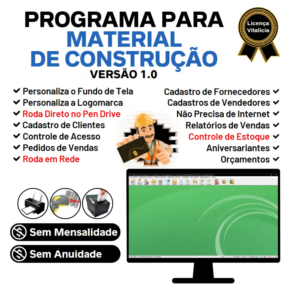 Programa Para Material De Construção + Vendas E Estoque V1.0