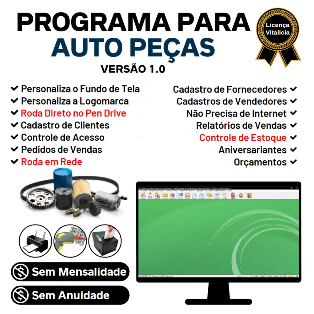 Programa Para Auto Peças Com Pedido De Vendas E Estoque V1.0