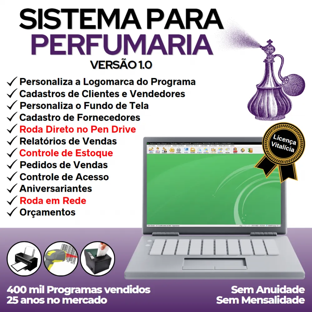Sistema Para Perfumaria + Controle De Estoque E Vendas V1.0 