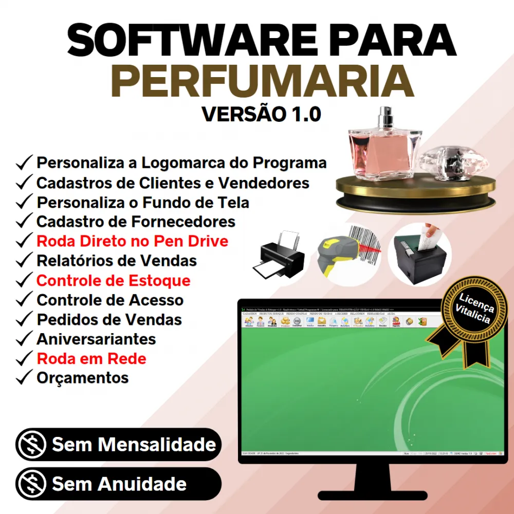 Software Para Perfumaria + Controle De Estoque E Vendas V1.0 