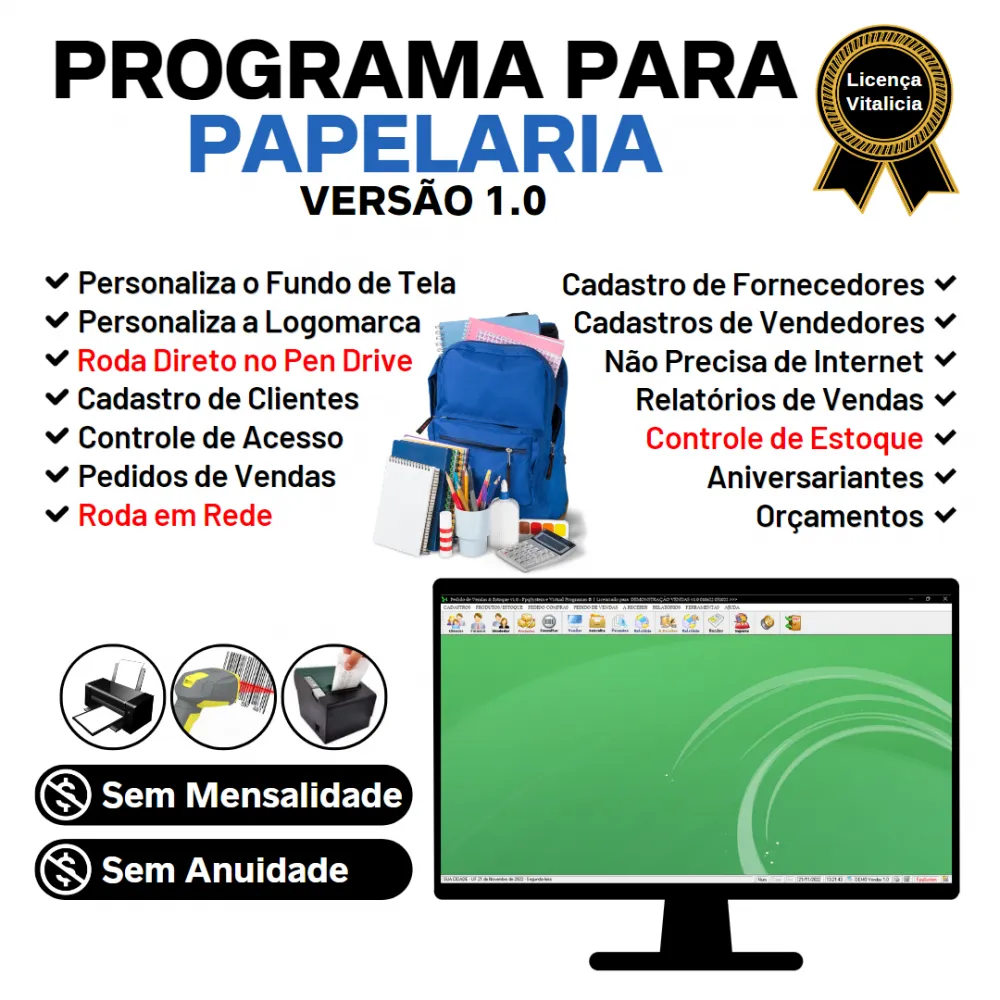 Programa Papelaria E Presentes Pedido Vendas E Estoque V1.0 Imagem