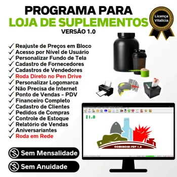 Programa Pdv Para Suplementos + Estoque E Financeiro V1.0