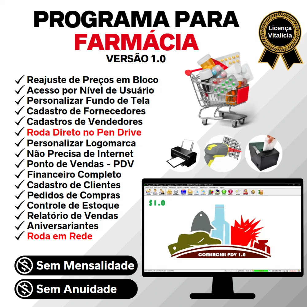 Programa Pdv Para Farmácia + Estoque E Financeiro V1.0