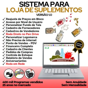 Sistema Pdv Para Suplementos + Estoque E Financeiro V1.0