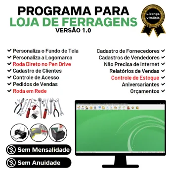 Programa Para Loja de Ferragem com Controle de Estoque e Pedidos de Vendas V1.0