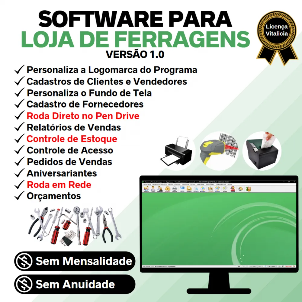 Software Para Loja de Ferragem com Controle de Estoque e Pedidos de Vendas V1.0