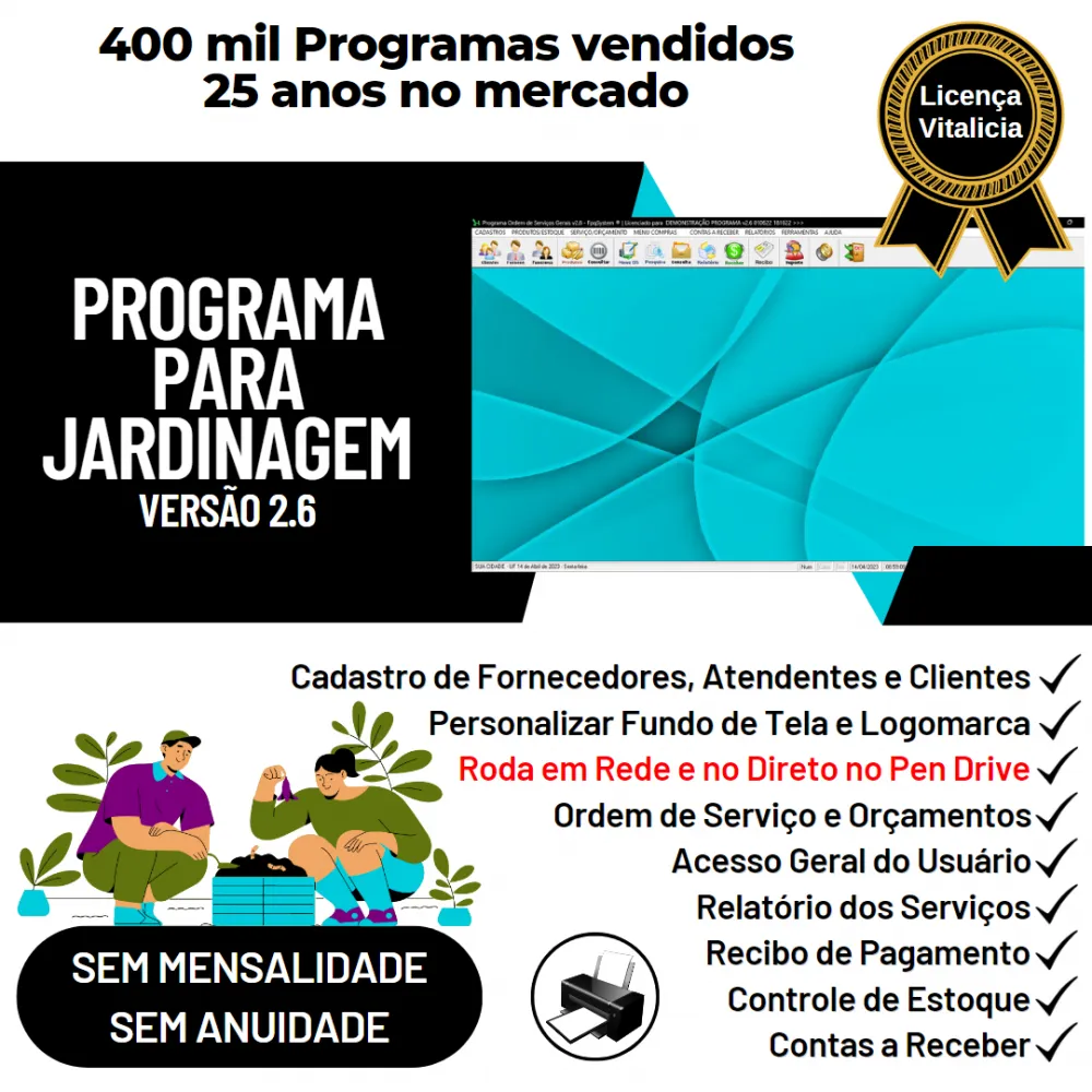 Programa Ordem De Serviço Para Jardinagem + Estoque V2.6