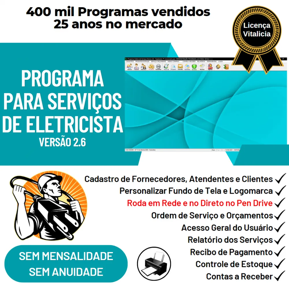 Programa Para Serviços De Eletricista Com Orçamento V2.6 