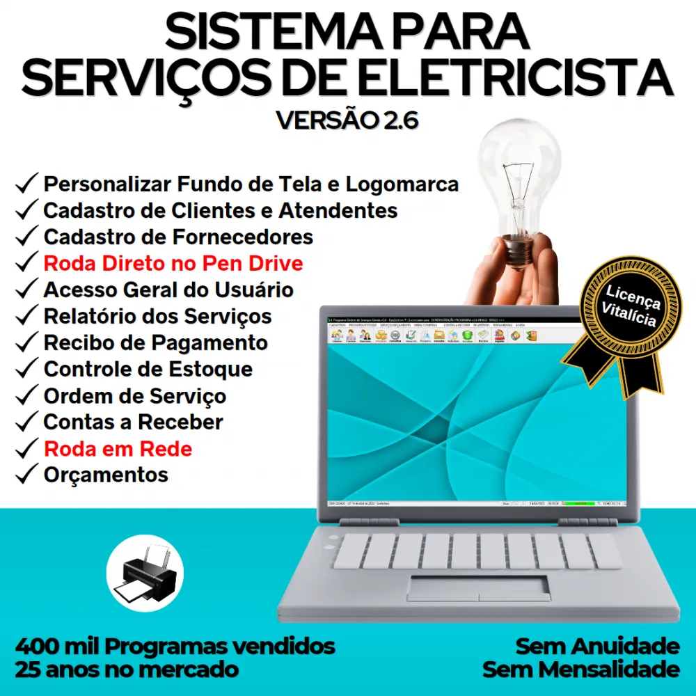 Sistema Para Serviços De Eletricista Com Orçamento V2.6 
