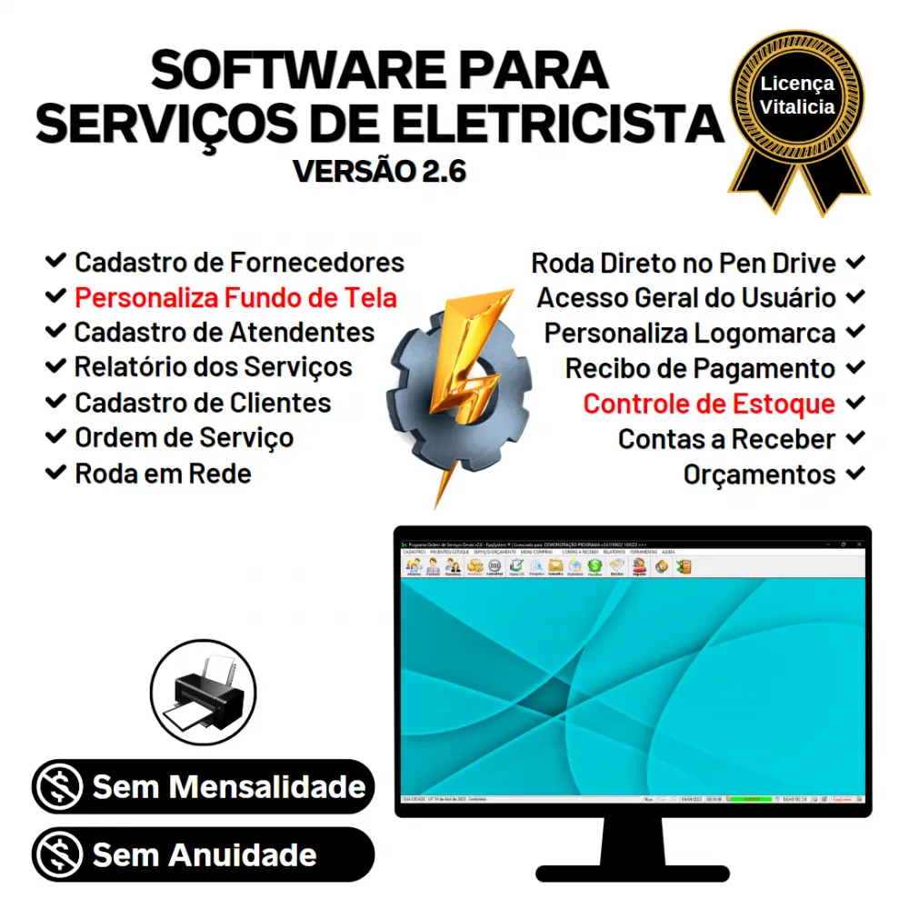 Software Para Serviços De Eletricista Com Orçamento V2.6 