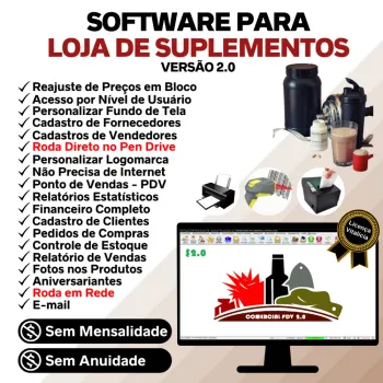 Software Loja Suplementos Com Pdv, Estoque E Financeiro V2.0
