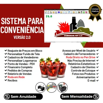 Sistema para Conveniência Com Pdv + Controle De Estoque E Financeiro V2.0