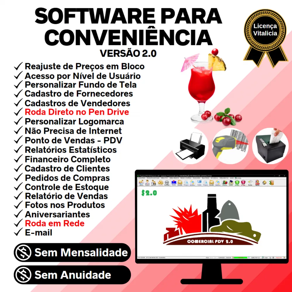 Software para Conveniência Com Pdv + Controle De Estoque E Financeiro V2.0