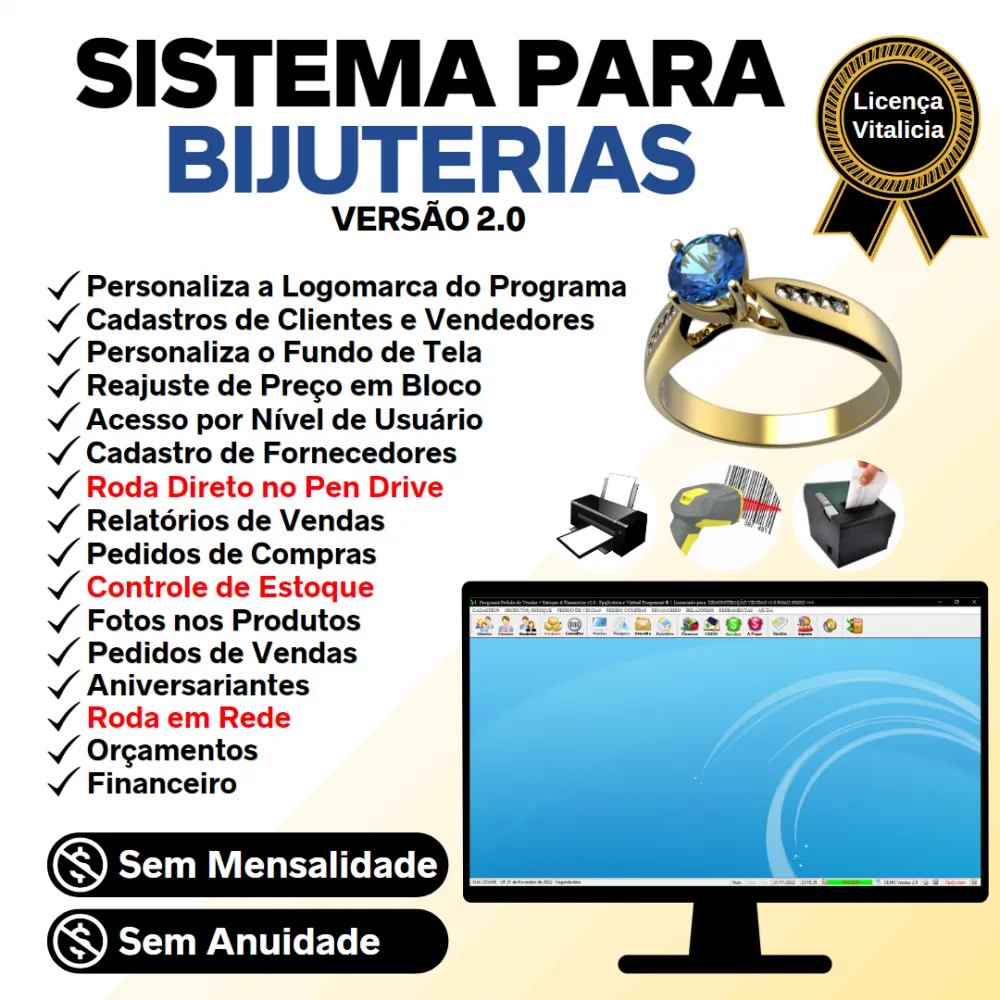 Sistema Para Bijuterias Com Estoque + Vendas Financeiro 2.0