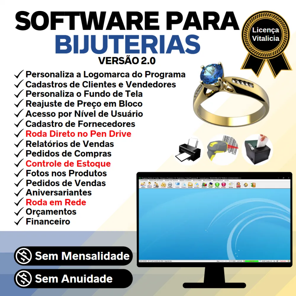 Software Para Bijuterias Com Estoque + Vendas Financeiro 2.0