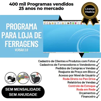 Programa Para Ferragens Com Estoque + Vendas Financeiro 2.0