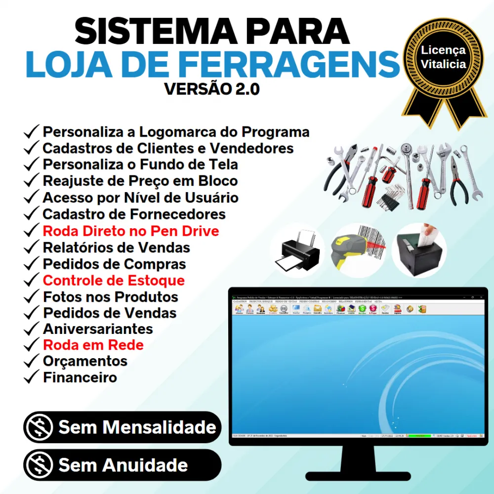 Sistema Para Ferragens Com Estoque + Vendas Financeiro 2.0