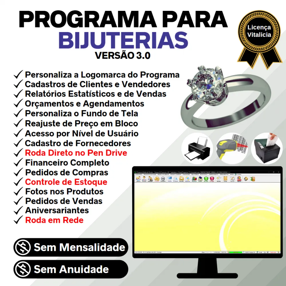 Programa Para Bijuterias Com Estoque E Financeiro V3.0 Plus