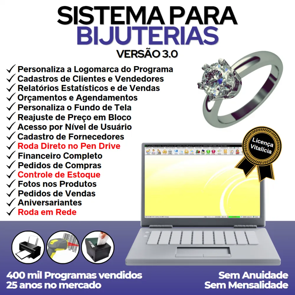 Sistema Para Bijuterias Com Estoque E Financeiro V3.0 Plus