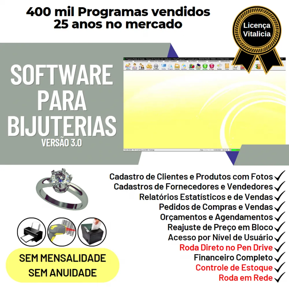 Software Para Bijuterias Com Estoque E Financeiro V3.0 Plus