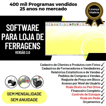 Software Para Ferragens Com Estoque E Financeiro V3.0 Plus