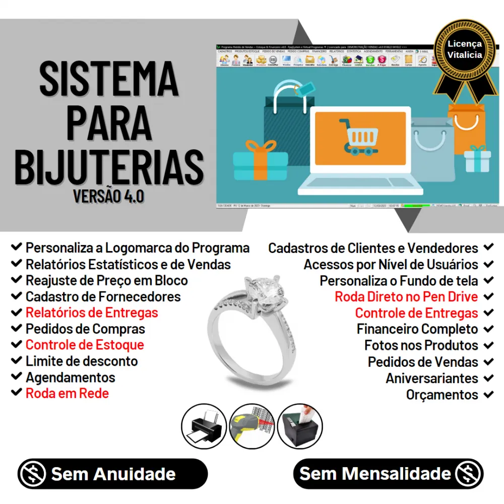 Sistema Bijuterias Com Vendas + Estoque E Financeiro V4.0 Imagem