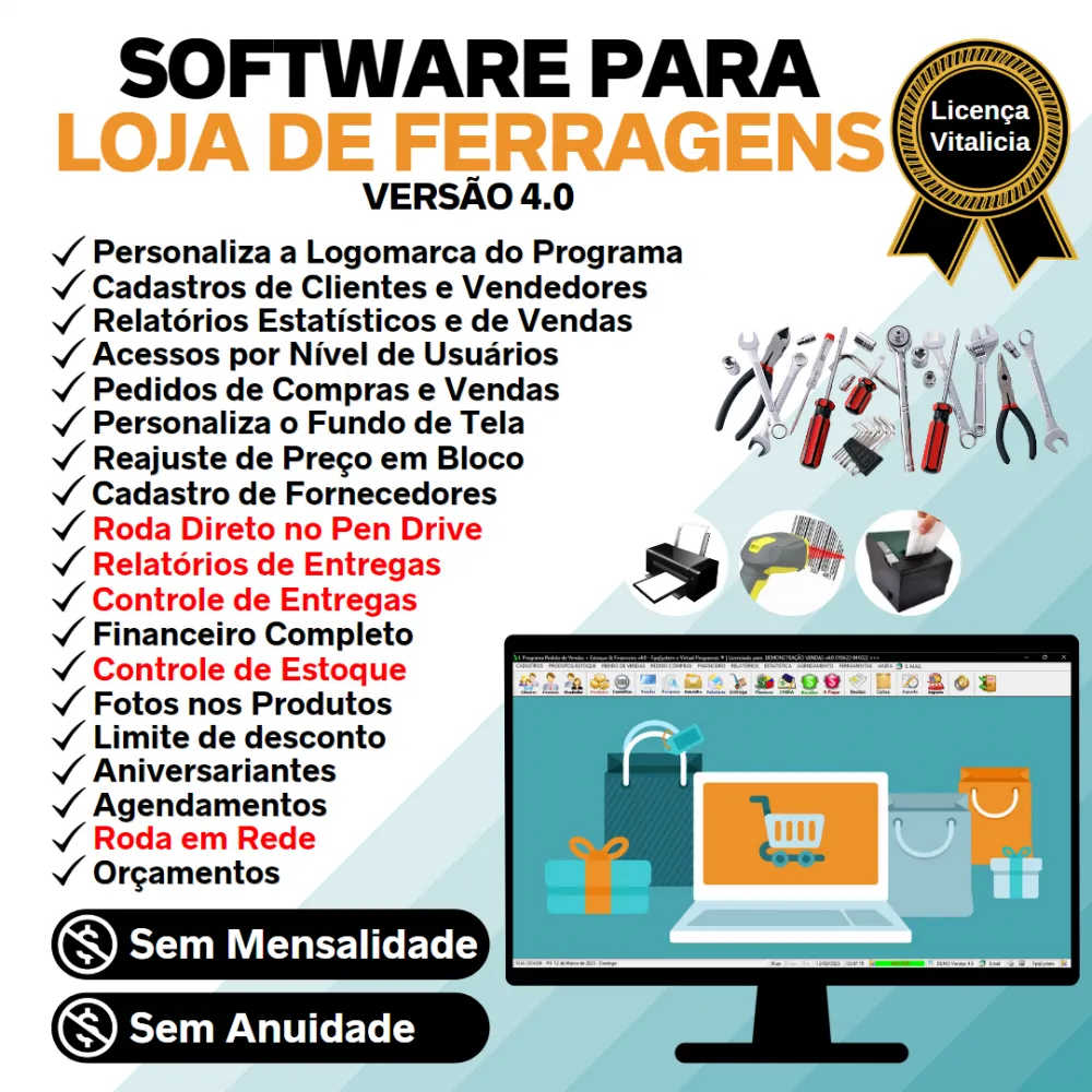 Software Para Ferragens Com Vendas + Estoque Financeiro V4.0 Imagem